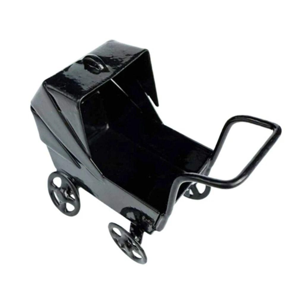 Realistic Mini Bassinet Stroller Wrought Iron Baby Stroller Model Doll Pram Toys Kids Pretend Play