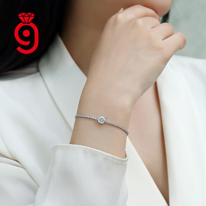 1 Carat Moissanite Diamond S925 Sterling Silver Luxury Wedding Celebration Exquisite Bracelet Jewelry Gifts Women's Bracelet