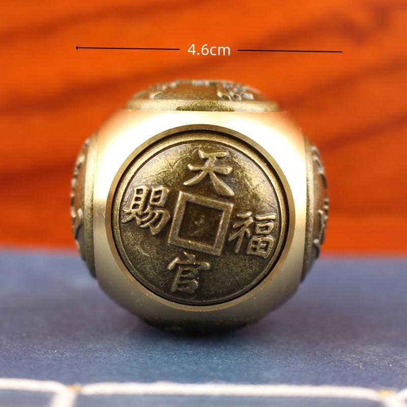 Латунный Куб Шестигранный Вращающийся Сферический Ручной Спиннер Китайский Стиль Игрушки для Снятия Стресса Взрослый Антистресс Фиджет Игрушка