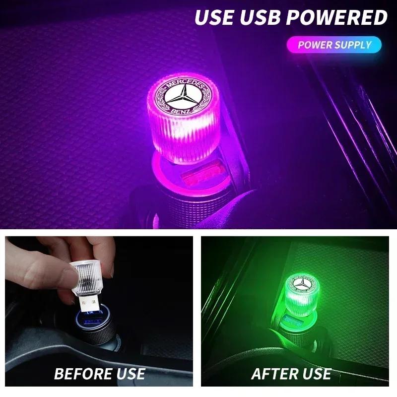 AABIH1 Car Mini USB LED Ambient Light Decorative Atmosphere Lamps For Mercedes Benz W220 W205 W211 W212 GLC GLS AMG W203 Accessories