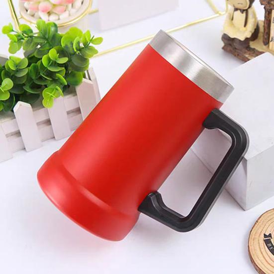 700ML Beer Stein Double Wall Insulation Stainless Steel Coffee Mug Thermal Tumbler for Hot Cold Drinks Big Grip Shatterproof Adventure Drinking Cup