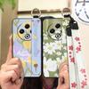 Back Cover Wristband Phone Case For Tecno Spark30 4G/KL6 Fashion Design Kickstand Silicone Anti-knock Protective Flower