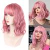 Women Ladies Colorful Short Curly Hair Natural Bob Bangs Wavy Hair Cosplay Wig for Ladies Fashion Short Hair Natural Full Head Cover Wig