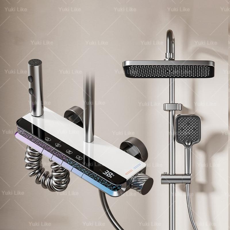Digital Display Shower Set with Starry Sky Atmosphere Light  Bathroom Shower System Modern Bath Faucets Shower Head