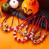 Halloween Pumpkin Ghost Necklace Gothic Pendant Handmade Rice Bead Chain Adjustable 35-40cm Halloween Party Jewelry Accessory