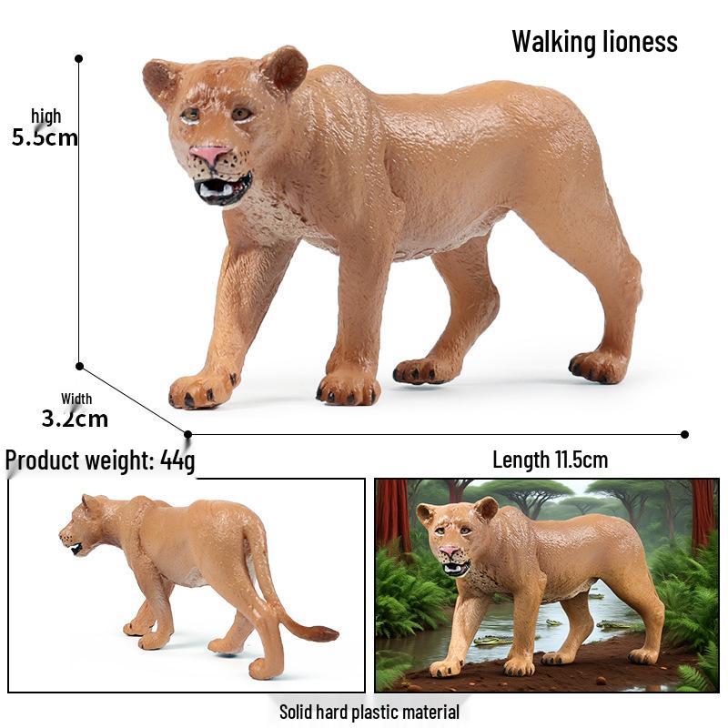 Realistic African Wildlife Lion Toy Set: Male, Female, and Mountain Lion for Children's Cognitive Learning