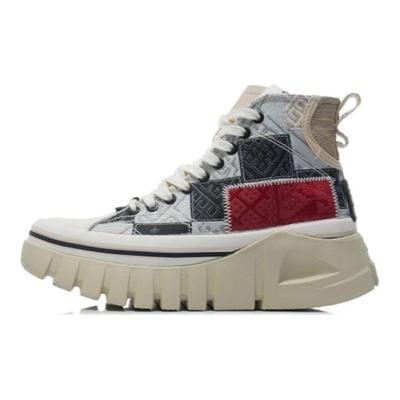 Li Ning We Wo удобные повседневные высокие кроссовки для скейтбординга женские кроссовки черные серые AGCR270-2