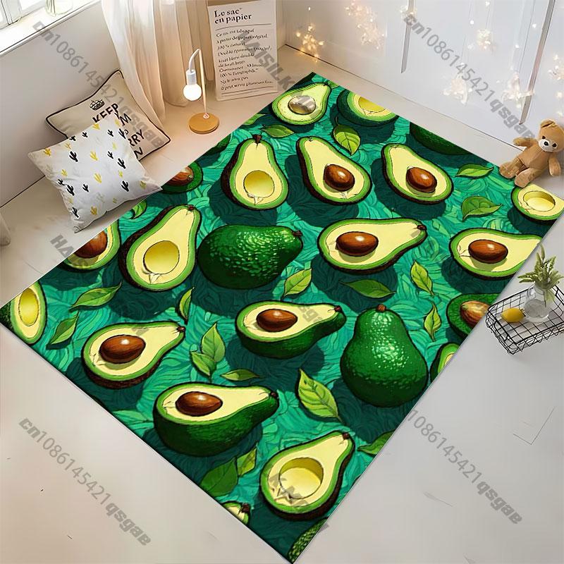Avocado halves leaves green carpet Yoga living room room decor children's crawling mat doormat area rug games mat