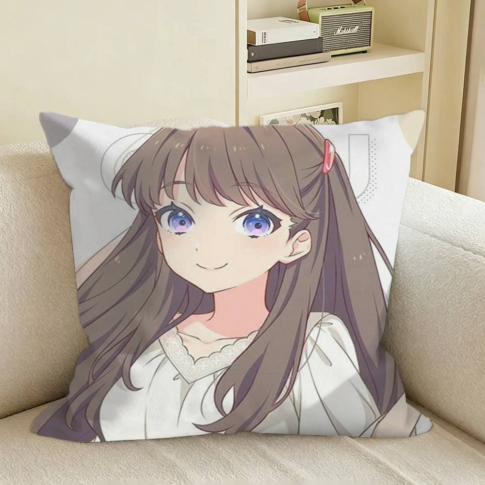 Lovely FFujishima MMegumi Merch Square Sofa Pillow Cover Solid Color Living Room Home Decor Cushion Case