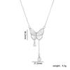 High Grade Butterfly Zircon Tassel Pendant Necklace Stainless Steel Fashion Geometric Choker Jewelry Party Gifts For Women Girls