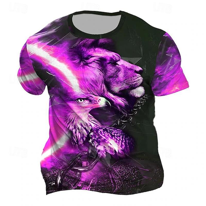 Boutique Men's Vintage T-Shirt Oversized 3D Tiger Print Short-Sleeved Top Men's Fashion Round Neck Sports Short Sleeve 6Xl
