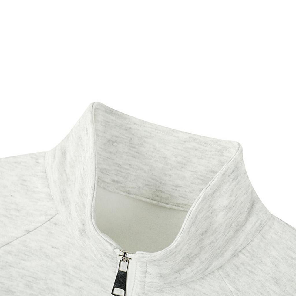 Stand Up Collar Half Zipper Fleece Sweatshirt Fashionable Casual Sports Top