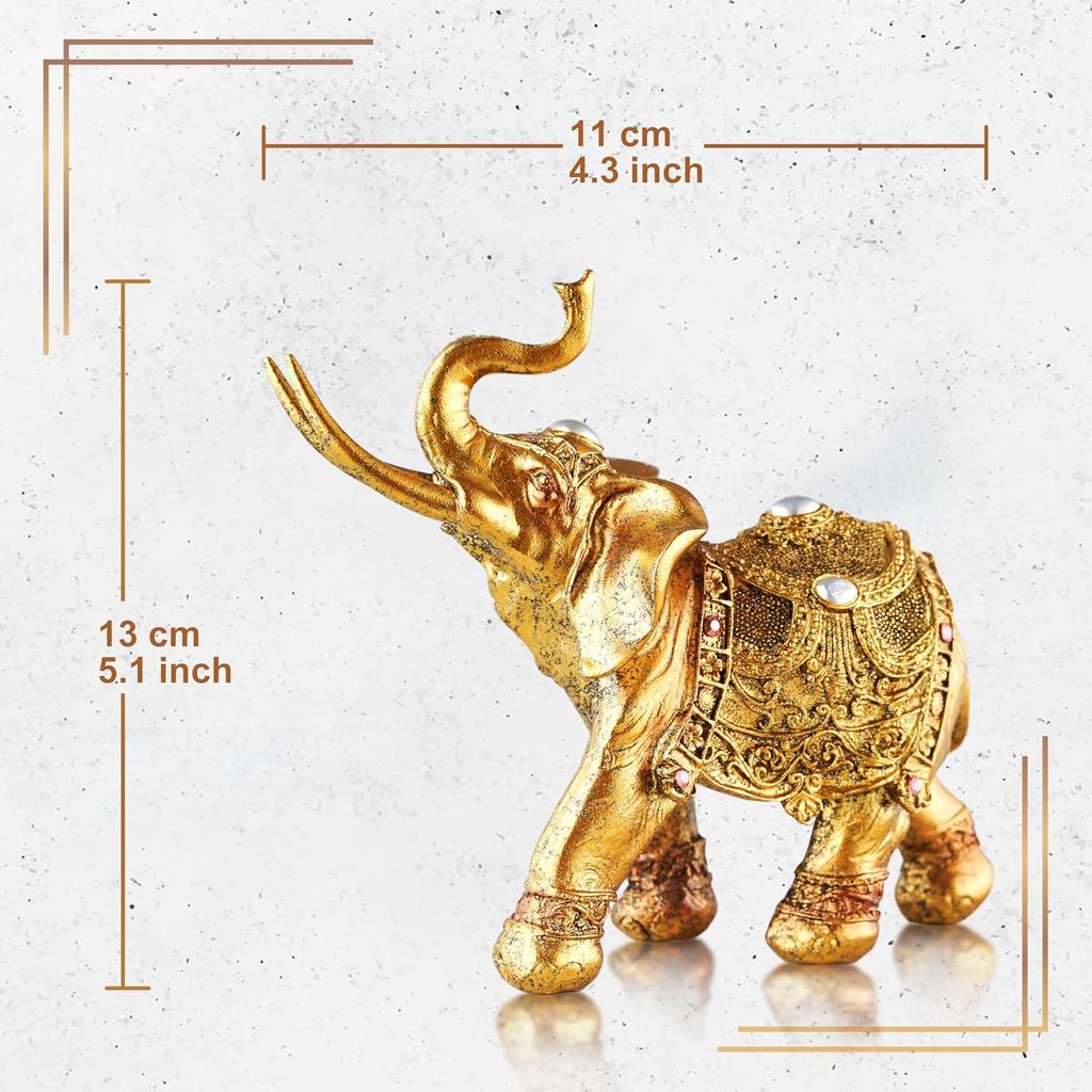 Счастливая статуэтка слона, 7-дюймовая элегантная фигурка слона для домашнего декора, уникальное и изысканное украшение для гостиной, центральный элемент стола, полки