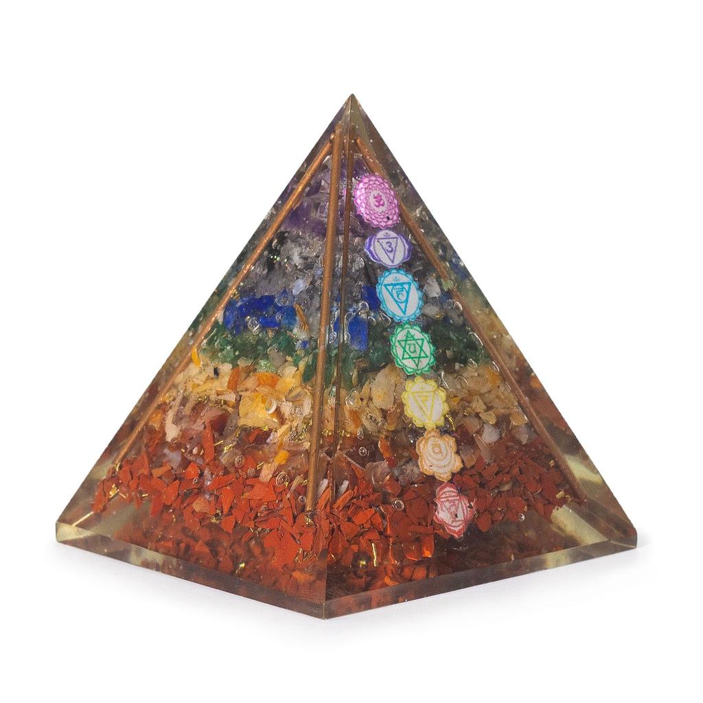 Med Orgonite Pyramids 7x6cm – Copper Bars – 7 Chakra Chips