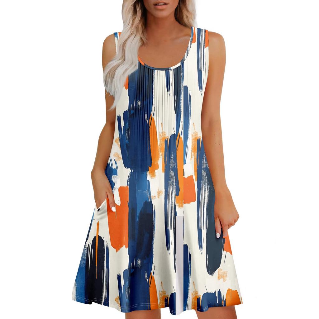 Женский повседневный сарафан с карманами, летнее пляжное платье в стиле бохо, праздничное платье для женщин, платья-майки