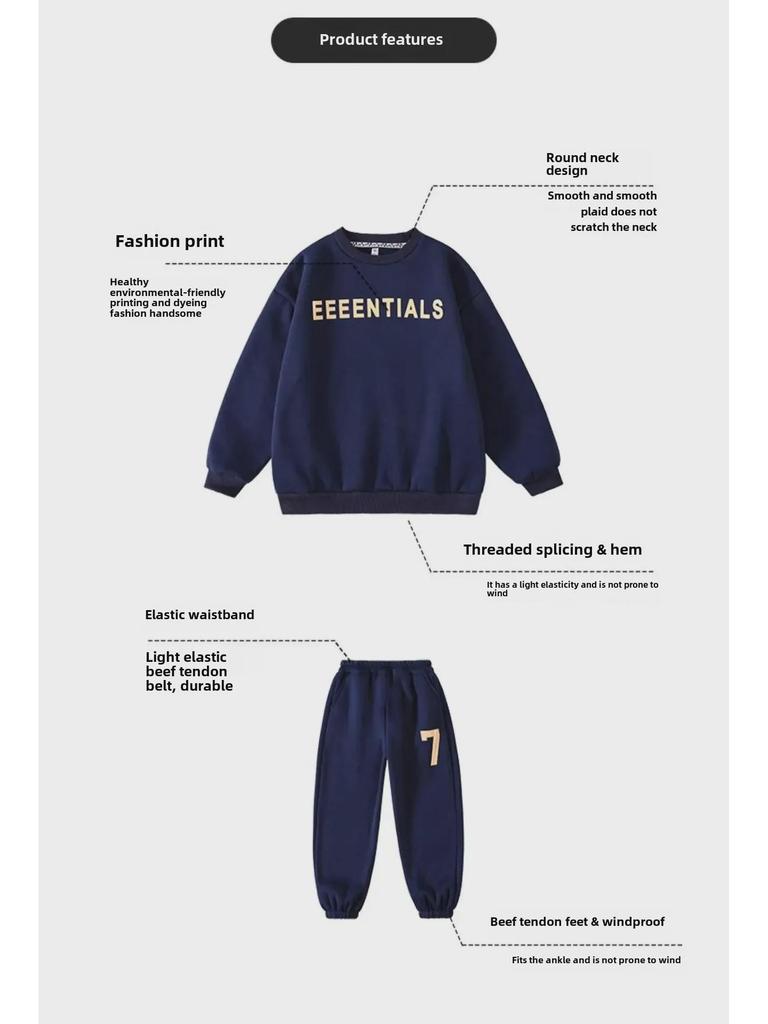 Модная спортивная одежда для мальчиков на весну и осень: Стильный комплект из двух частей свитшота для детей среднего и старшего возраста