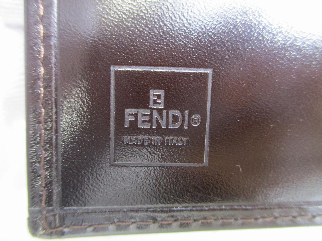 Оригинальный FENDI Zucca Хаки Канвас Коричневая Кожа Складной Кошелек Компактный Кошелек #a934 Восстановленный