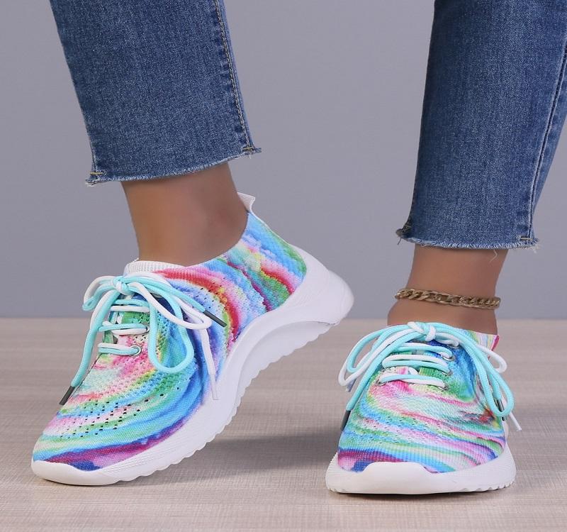 Женские вязаные кроссовки в сетку разных цветов, осень 2024, легкие дышащие кроссовки с мягкой подошвой, женские туфли без шнуровки на плоской подошве, носки