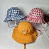Plaid bucket hat one hat two wear men and women spring and autumn four seasons big brim basin hat sunshade sun hat