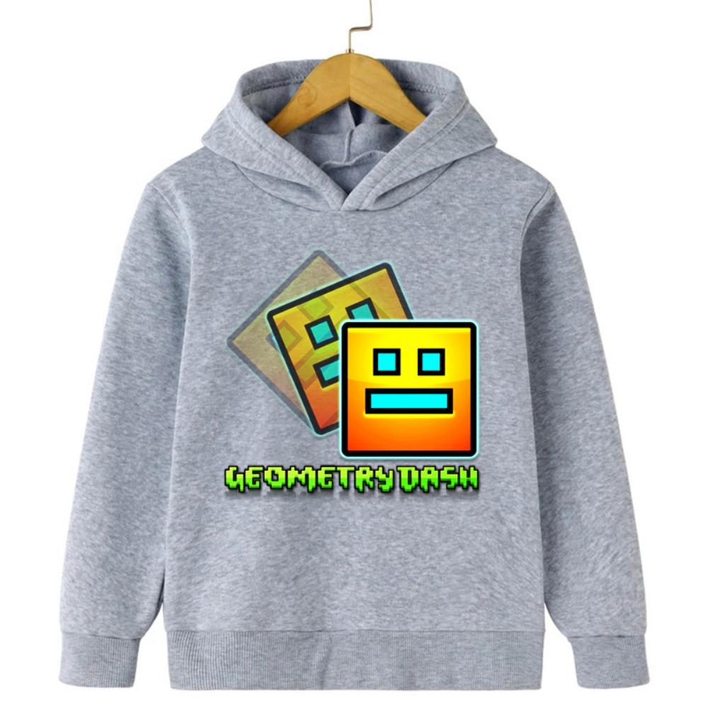 Игровая толстовка Geometry Dash для детей, пуловер с длинным рукавом, осенние куртки, смешные мультяшные топы для девочек, свитшоты для мальчиков, детская одежда
