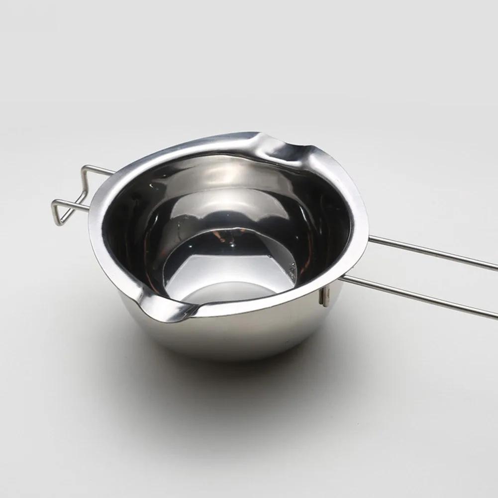 304 Нержавеющая сталь Миска для плавления шоколада Посуда для выпечки Восковая свеча Конфеты Масло Сыр Плавится Кастрюля с длинной ручкой Серебряный кухонный инструмент