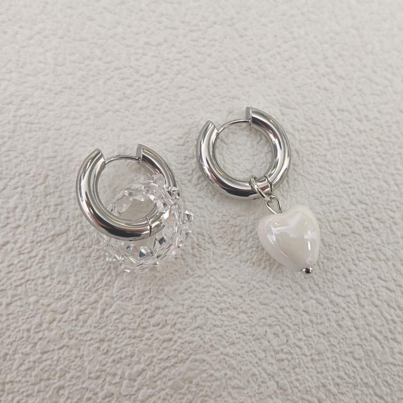 Модные асимметричные серьги-подвески в виде сердца и звезды для женщин, простые геометрические круглые серьги-кольца, ювелирные аксессуары, подарок