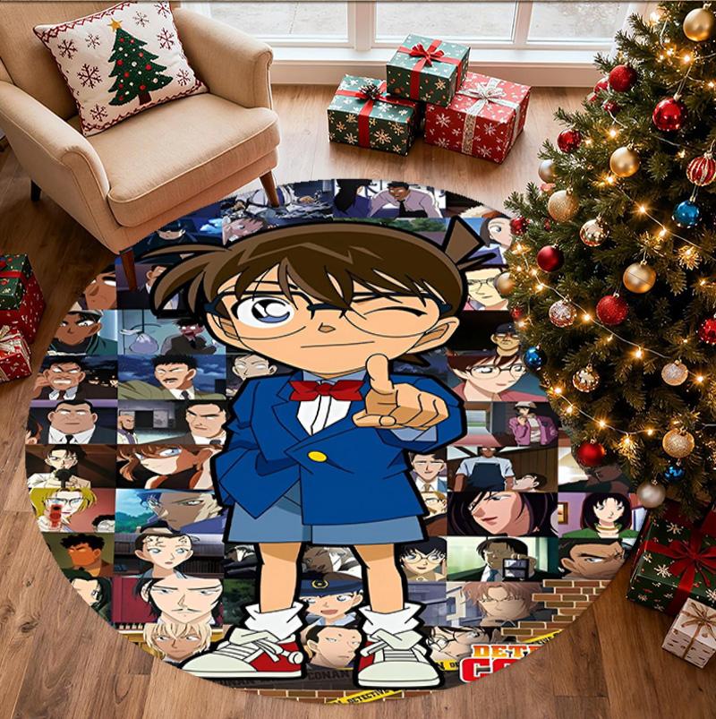 Detective Conan Pattern Round Rug, Indoor/Outdoor Mat, for Picnic, Gameroom, Bedroom, Office, Living Room, Home Decor Carpet, Birthday Gift