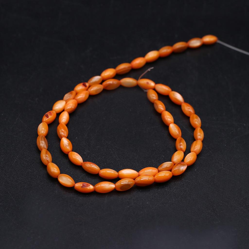 1Strand Natural Freshwater Shell Beads Dyeing Rice Shape Loose Spacer Beads for Jewelry Making DIY Necklace Bracelet Earring Accessories 4x8mm