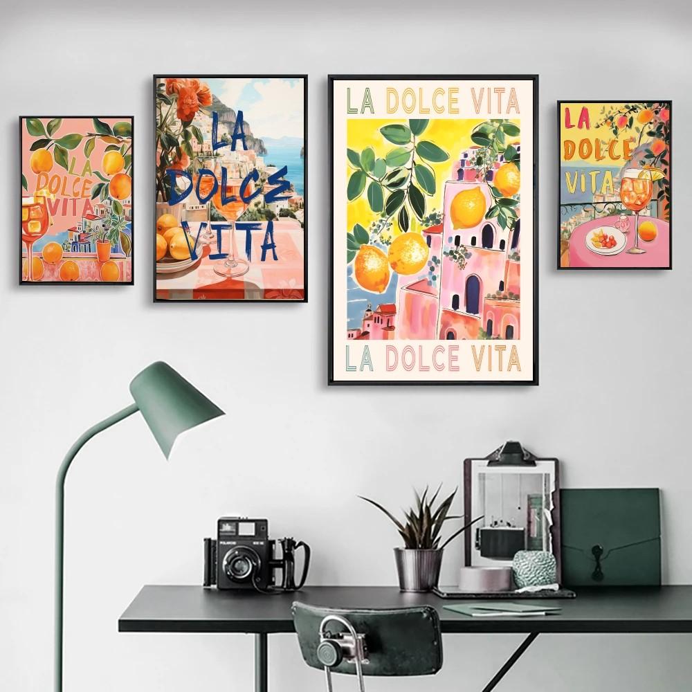 1pc La Dolce Vita Lemon Prints Poster Poster Art Print Bar Living Room Furniture Decor