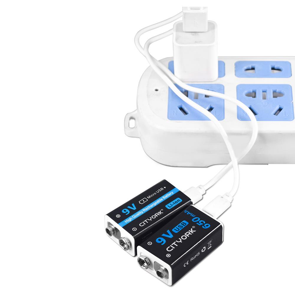 Cityork Литий-ионная аккумуляторная батарея 9 В, 650 мАч, аккумуляторы micro USB, литиевые батареи 9 В для игрушек-мультиметров, пульт дистанционного управления