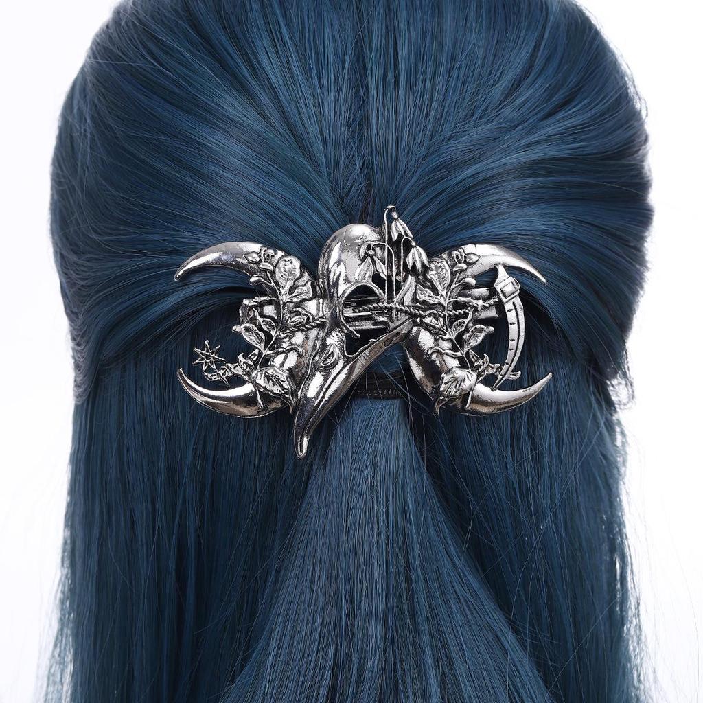 Ретро Viking Ворон Лист Луна Молот Зажим для Волос - Аксессуар в Панк Стиле