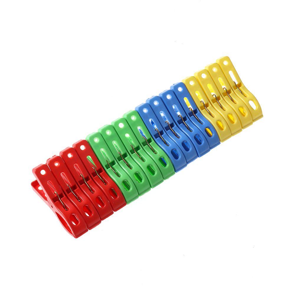 16Pcs Plastic Kitchen Laundry Clothes Racks Hanging Pegs Hangers Clips Clothespins