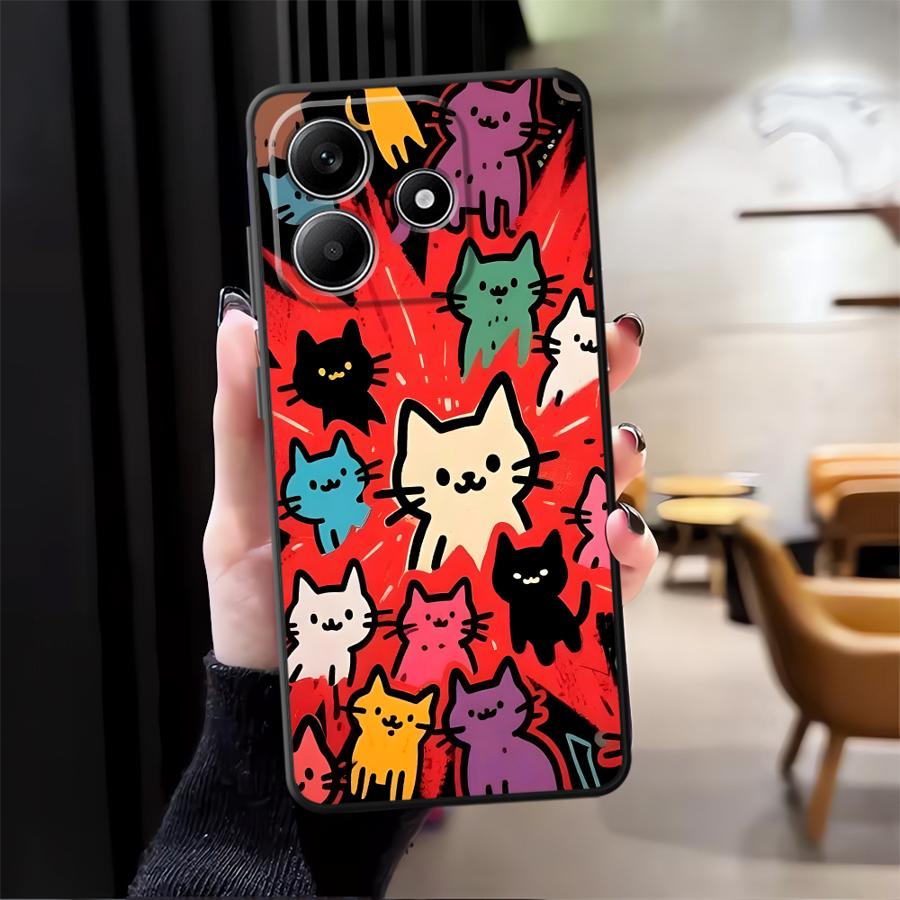 Чехол для телефона для Xiaomi Redmi Note 14 A3 14C 10 12C 13C 13 Pro Plus K80 A1 A4 A5 9 8 7 12 11 K40 A1 A2 Мультяшный кот