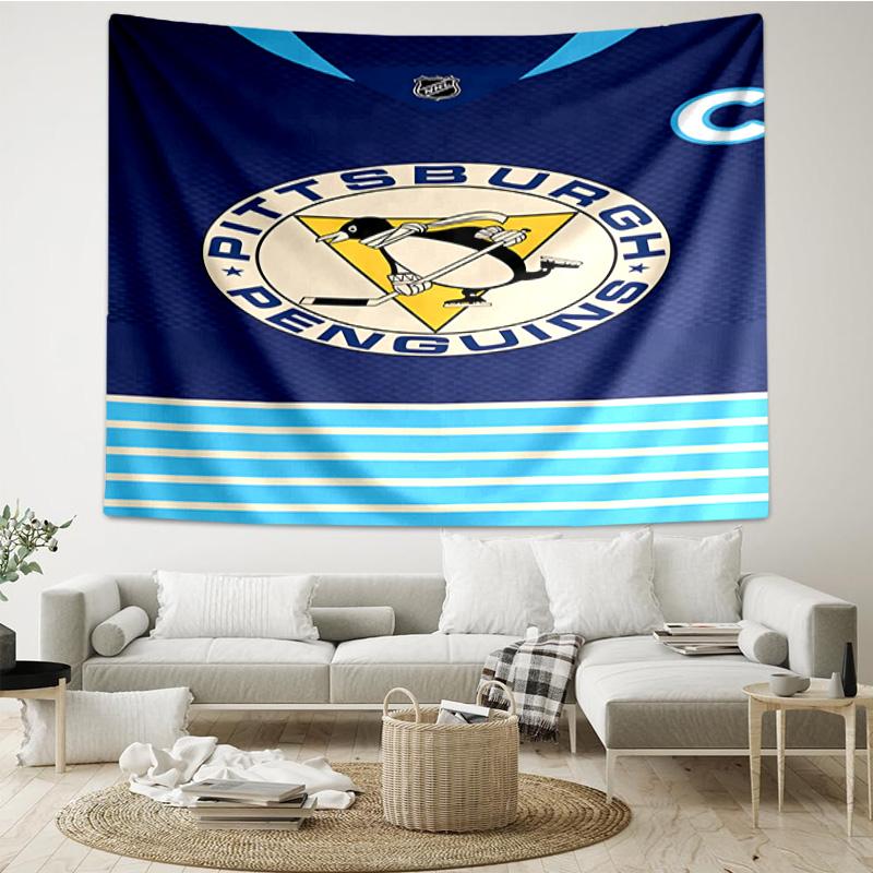 Penguins Hockey Jersey Tapestry, Unique Design Tapestry, Wall Decor for Bedroom,Livingroom, Playroom,Heartwarming Fan Holiday Gifts