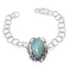 Aquamarine Gemstone Handmade 925 Sterling Silver Bracelet 7-8" H4d16
