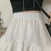 Skirts for Women Ruffled A-line Skirt Female Summer Thin Tutu Skirts Solid Color Preppy Style Elastic High Waist Casual Skirt