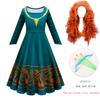 Hot Movie Brave Merida Costume for Girls Halloween Princess Dress Wig Kids Carnival Fantasia Children Xmas Party Cosplay Costume