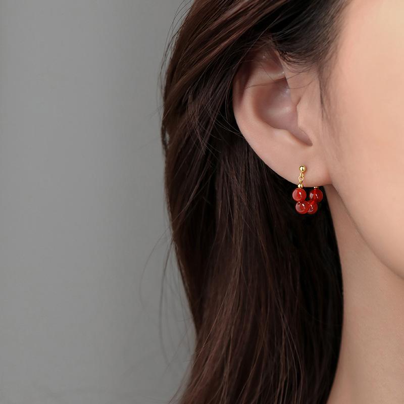 Серьги из красного агата для женщин