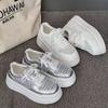Spot Thick-soled Heightening Little White Shoes Women's Spring 2025 New Small Woven Breathable Fashion Casual Board Shoes