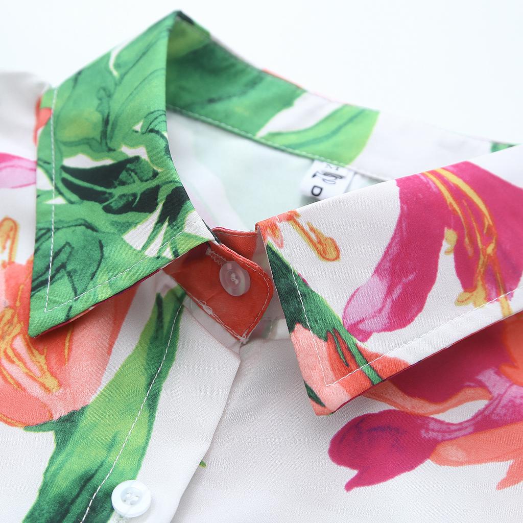 Женская новая модная рубашка с цветочным принтом и длинными рукавами, свободным воротником