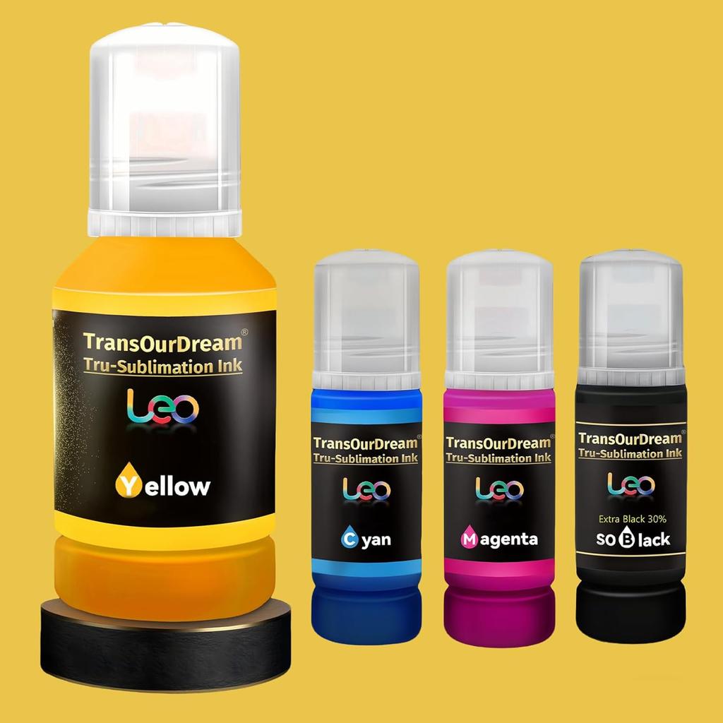 TransOurDream Tru-Sublimation Ink 337ML Autofill Bottles for ET-2400 ET-2720 ET-2760 ET-2750 ET-4800 ET-2800 ET-2803 ET-2850 Inkjet Printers Heat
