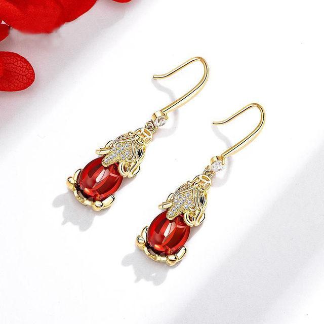 925 Sterling Silver Real Ruby Drop Earring Women 14k Gold Filled Aros Mujer Oreja Silver 925 Red Ruby Jewelry Earring Orecchini