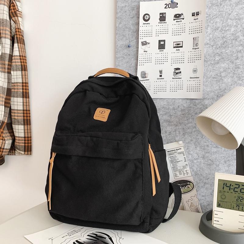 Школьная сумка для женщин, однотонный рюкзак, промытый холст, рюкзак для девочек