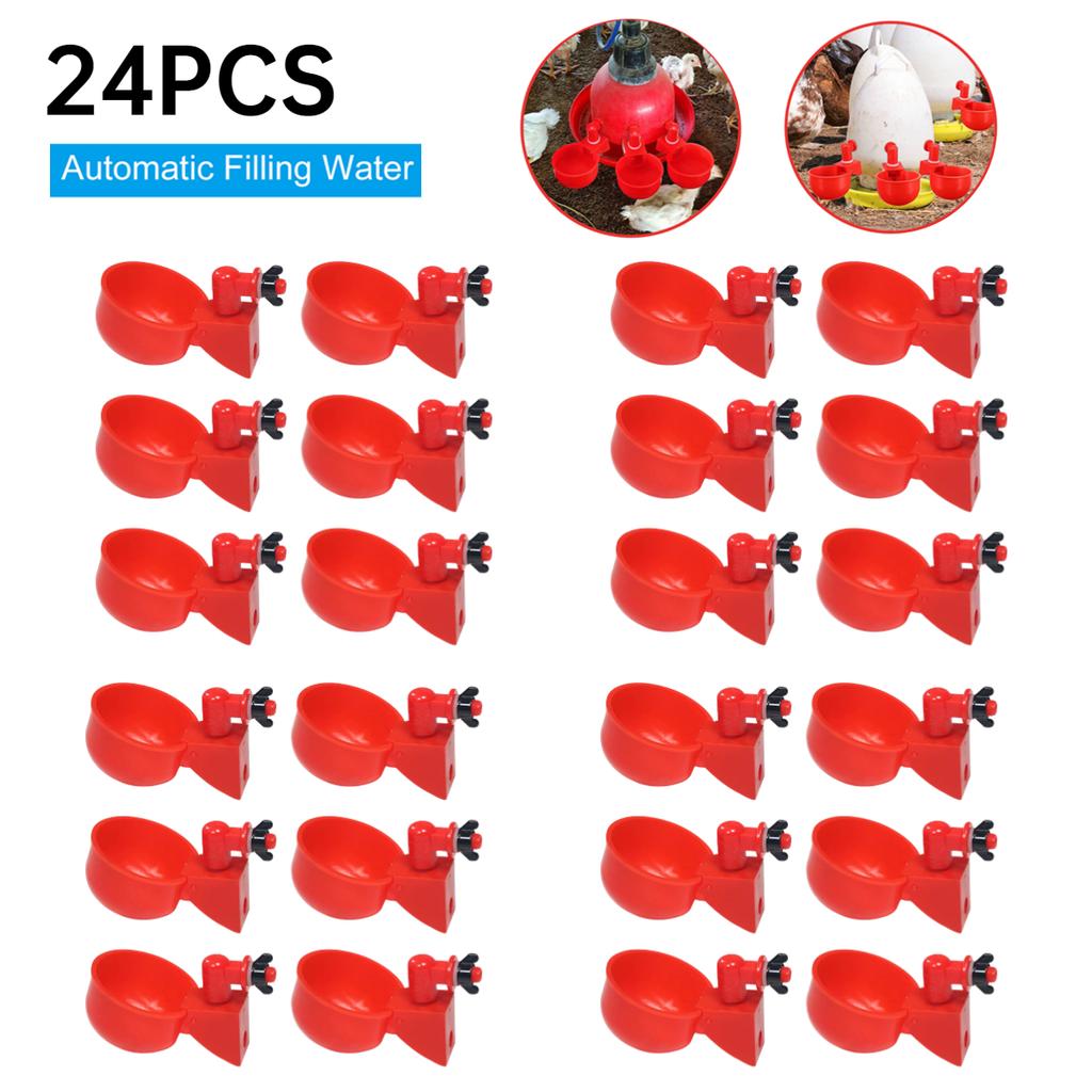 60PC Chicken Drinking Cup Automatic Drinker Chicken Feeder Poultry Waterer Drinking Water Feeder for Chicks Duck Goose Quail