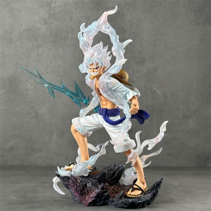 One Piece Luffy Sun God Nika Gear 5 Action Figure With Lightning Effect Collectible Model