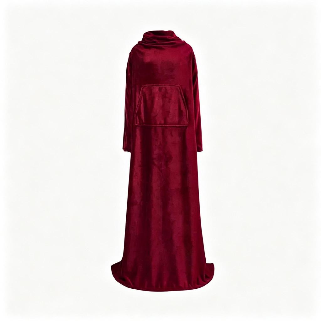 Wearable Flannel TV Blanket With Sleeves & Large Pocket, Anti-Static Warm Throw Blanket for Sofa Bed Home