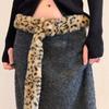 Leopard Print Furry Waistband PU Leather Plush Belt Simple Leather Fur Belt Dress Decoration