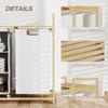 Laundry Basket with Laundry Bag, Fabric Drawer, Bamboo, 70x36x70 cm, White/Wood
