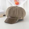 New autumn and winter British style retro octagonal hat versatile face small striped beret painter hat woman