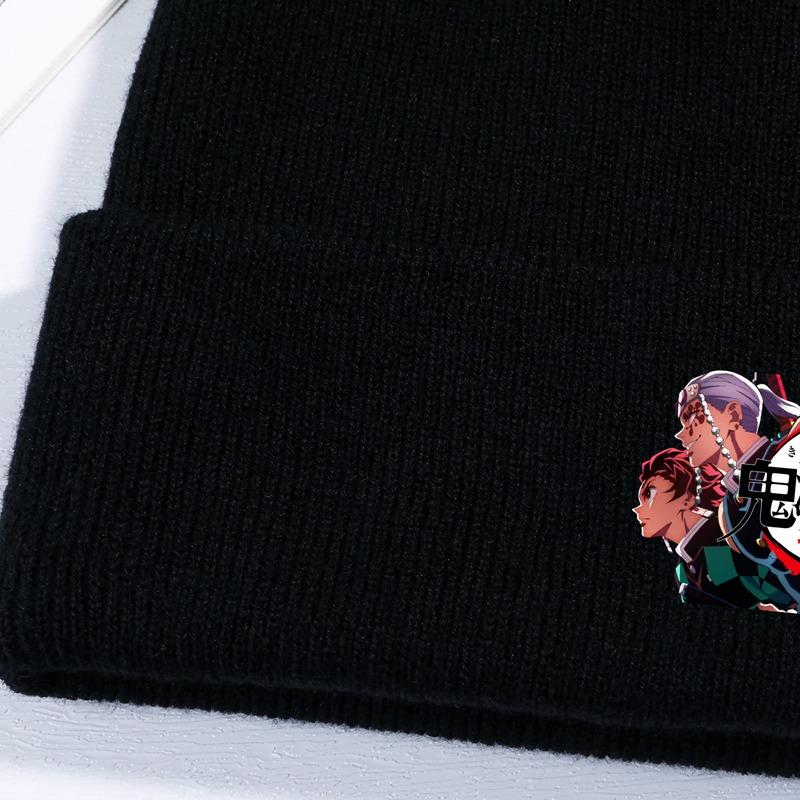 Вязаная шапка Demon Slayer, женские шапки унисекс, осенне-зимние шапки, японские вязаные крючком шапки в стиле аниме